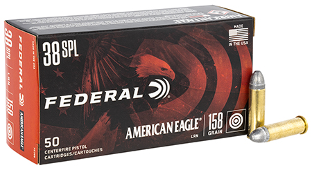 Federal AE38B American Eagle Handgun 38 Special 158 gr Lead Round Nose 50 Per Box/ 20 Case