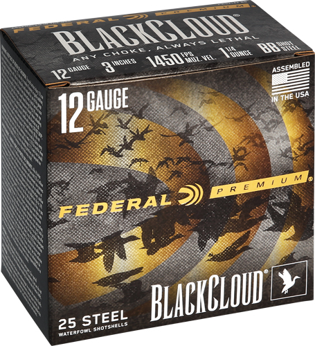 FEDERAL BLCK CLOUD 12GA 3" - 1-1/4OZ #BB 1450FPS 25RD 10B/C