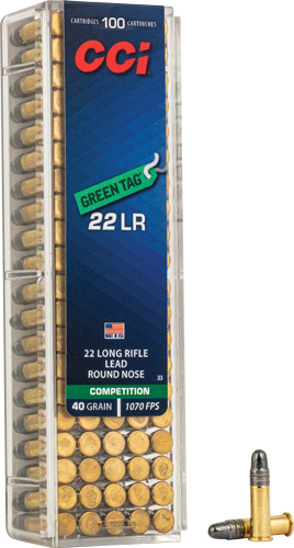 CCI GREEN TAG 22LR 40GR - LEAD-RN 1070FPS 100RD 50BX/CS