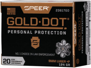 SPEER GOLD DOT 9MM LUGER +P - 124GR GDHP 20RD 10BX/CS